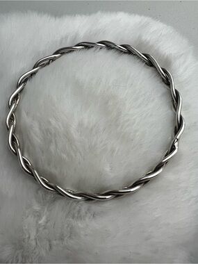 Vintage 1980s Mexican Sterling Silver 925 Twisted Rope Bangle Bracelet